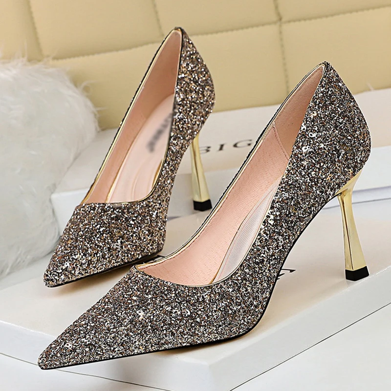 Wedding Shoes Pumps Women Bridal Party Shoes Ladies Black 8cm High