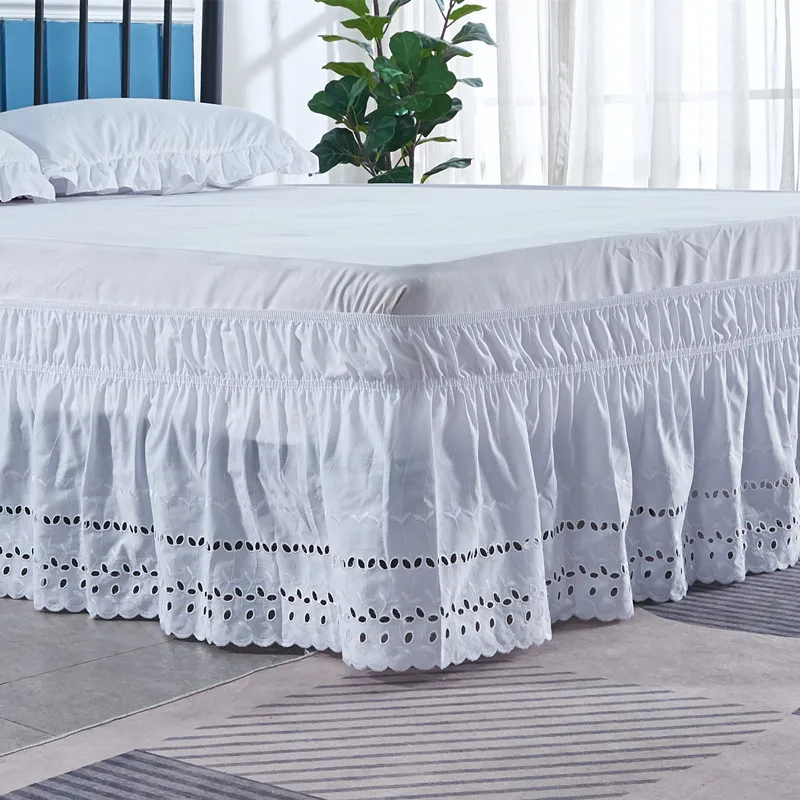 Embroidered Craft Ruffled Bed Skirt With Wrinkle & Fade Resistant Fabric -15 Inch Height bed skirt