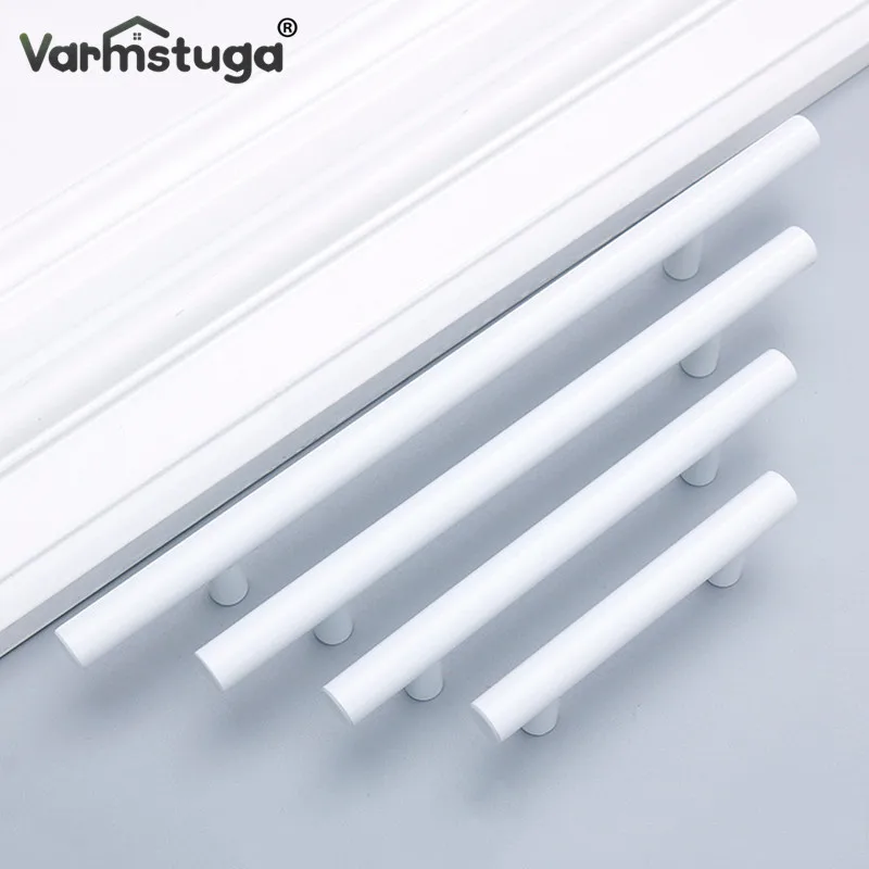 Белая ручка шкафа из матовой нержавеющей стали, кухонная мебель, выдвижная фурнитура, Т-образная ручка