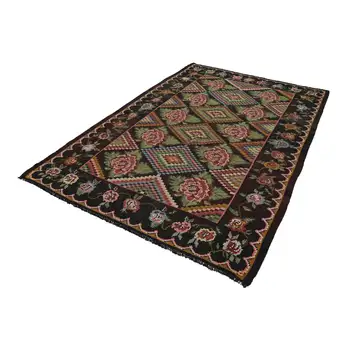 

192x290 Cm Black Handmade Vintage Moldovan Rugs Rug-6x9 Ft