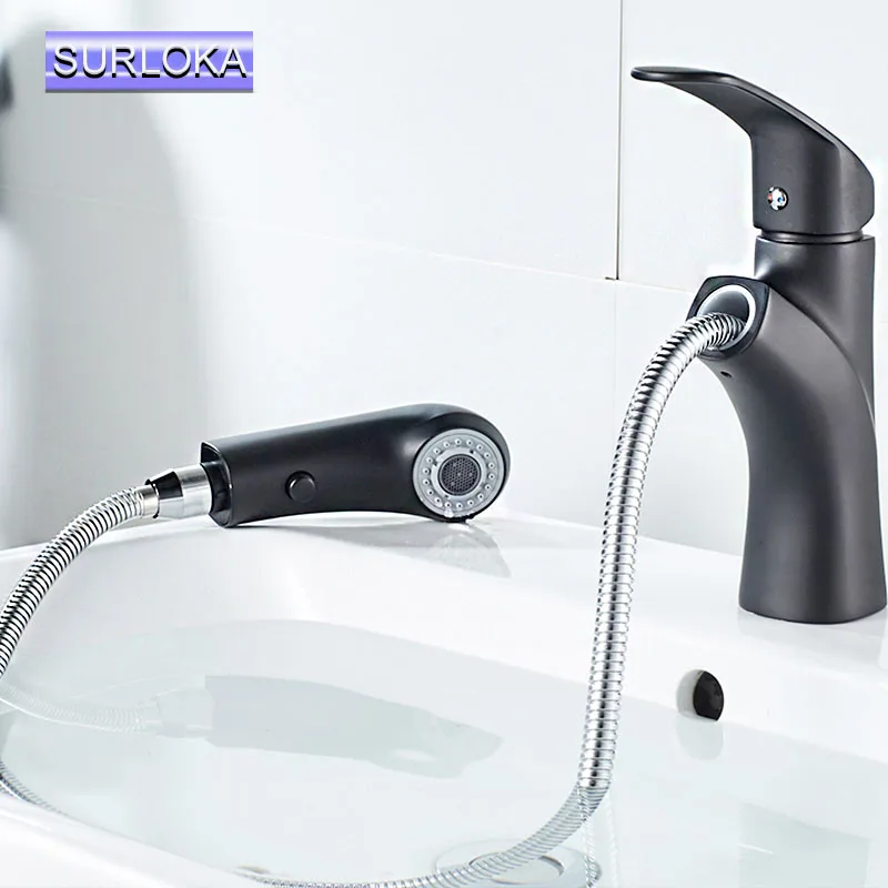 Bathroom Basin Faucet Stainless Steel Single Handle Kitchen Sink Mixer Tap Pull Out Cold Hot Water Valve Nozzle Bathtub | Обустройство