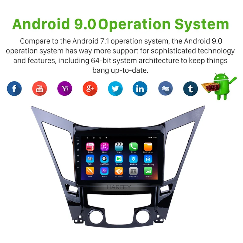 Top Harfey Car GPS Navigation Radio Multimedia Player For 2011 2012 2013 2014 2015 HYUNDAI Sonata i40 i45 With Quad-core Bluetooth 1
