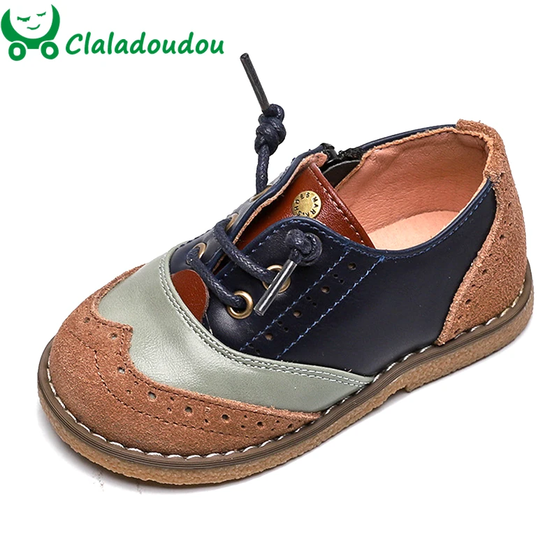 

Kid genuine leather boys formal shoes party wedding retro bullock carved flower Brand fashion toddler shoe Cladoudou 13.5-18.5cm
