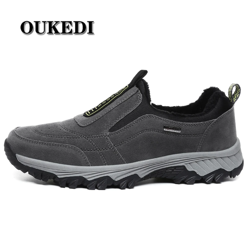 

2019 Winter Men Hiking Shoes with Fur Warm Climbing Shoes Men Sneakers Soft Trekking Athletic Shoes Snow Footwear Mountain