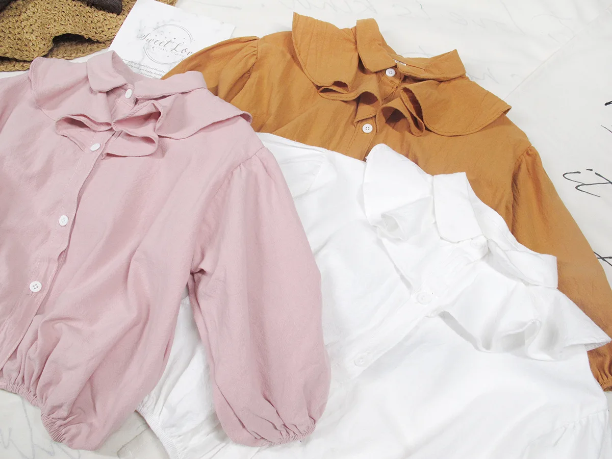 Новинка года; стильная детская одежда в Корейском стиле; кружевная рубашка с длинными рукавами для девочек; весенне-летние топы
