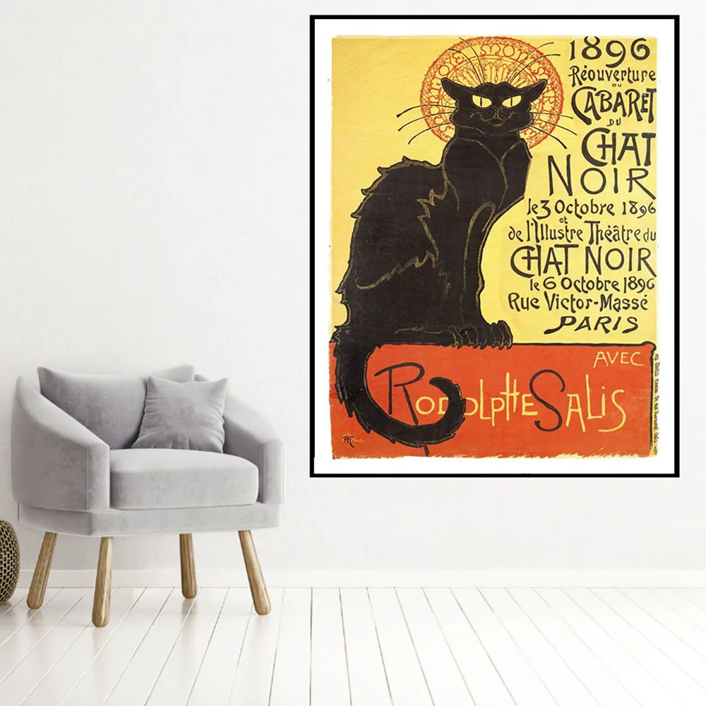 Tournee Du Chat Noir Theophile Alexandre Steinlen Le Chat Noir The Black Cat Canvas Print Poster Wall Art Home Decor Picture Art