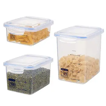 

3PCS Clear Food Storage Container Plastic Cereal Container Pantry Jar With Lid PP Kitchen Storage Box Bottles Kitchen Tools