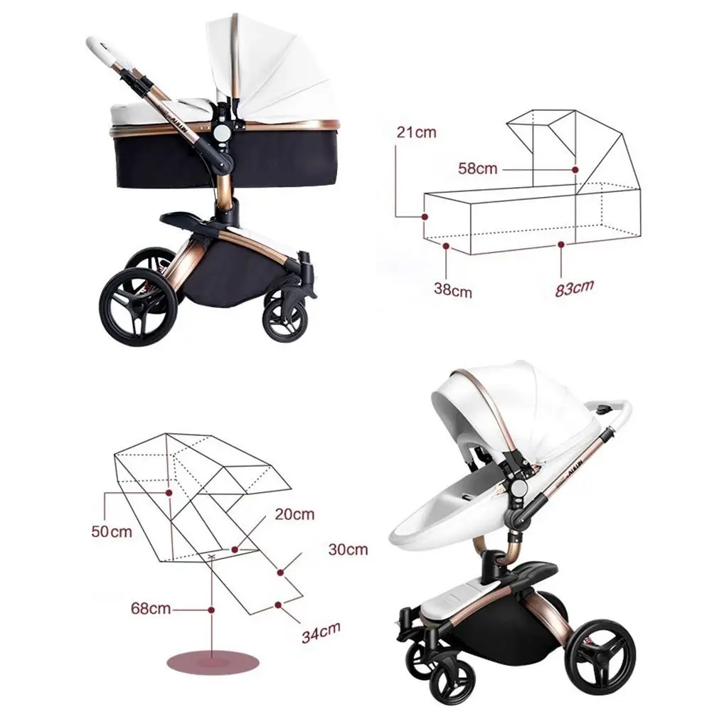 Детская коляска 3 в 1 с высоким видом Складная Противоударная для лежа и сидения детская коляска детская корзина