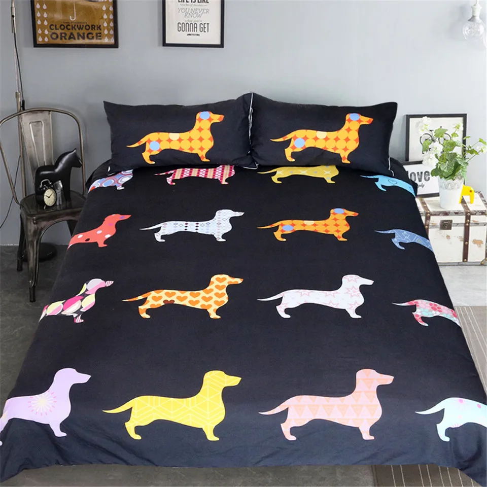 Dachshund Bedding Set Cute Colorful Puppy Duvet Cover Cartoon Bed Cover Pet Dog Home Textiles Queen 2/3Pcs Dropship Dachshund Bedding Set Cute Colorful Puppy Duvet Cover Cartoon Bed Cover Pet Dog Home Textiles Queen 2/3Pcs Dropship