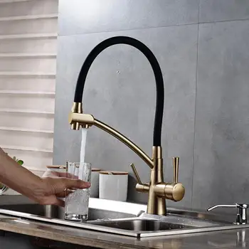 

Kitchen Purification Flexible Rotated Kitchen Faucet Dual Spout Dual Handles Mixer Tap Hot and Cold Pure Water Mixer