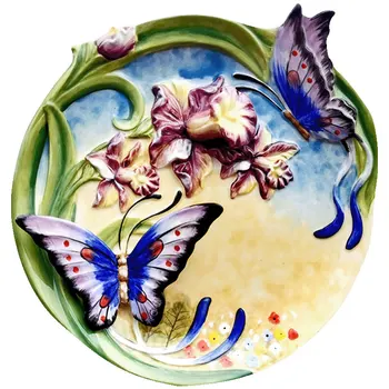 

Decorative Butterfly Plate for Wall Haning Ceramic Art Home Living Room Hotel Restaurant Decoration 3D Vintage Dish Plate Gifts
