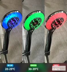 Handheld Shower Head Digital Temperature Control Shower Sprayer LED Light 3 Spraying Mode Water Saving Shower Filter 100% New