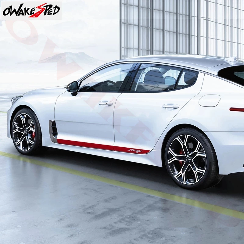 Виниловая наклейка на дверь автомобиля из углеродного волокна в полоску для KIA