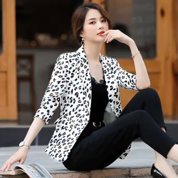 

Blazer Jacket Women's Korean spring 2019 new style of slim fit short leopard print suit top
