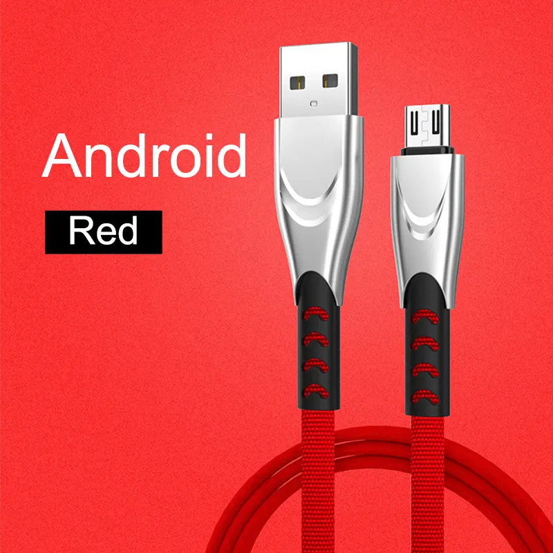 2.5A нейлон данных Android кабели iOS type-c мобильный телефон Быстрая зарядка Micro USB кабель передачи данных Шнур 1 м провод - Цвет: Android-Red