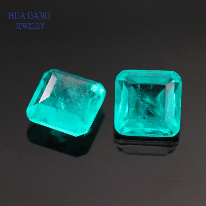 Искусственный камень Paraiba квадратные фаски порезанные синтетические кристаллы и