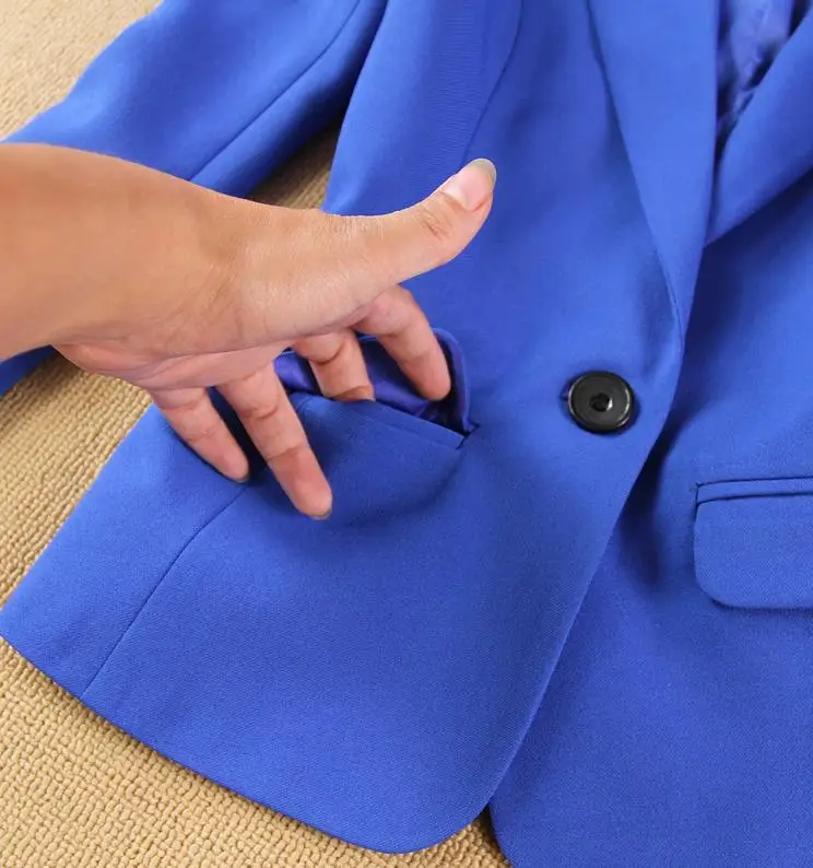 Брючный костюм набор женский осенний женский профессиональный офисный Женский блейзер тонкий синий костюм куртка+ брюки штаны два комплекта
