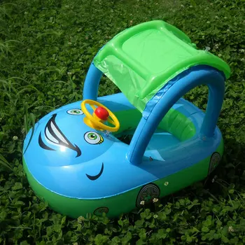 

Inflatable Children Float Seat Boat Baby Swimming Ring With Awning Car Seat Steering wheel Water Sport Toy Swim Pool Accessories
