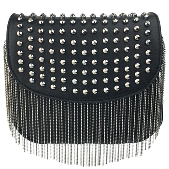 

Shoulder bag female 2019 autumn new shell bag wild diagonal personality rivet tassel Messenger bag female