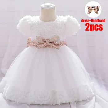 

Flower Toddler Baby Girl Infant Princess Beads Tutu Dress Baby Girl Wedding Dress Kids Clothes Vestidos for Baby