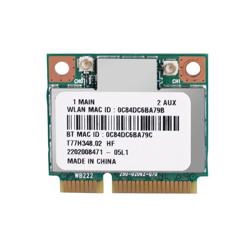 

AR5B22 300Mbps WiFi Card,2.4G/5Ghz Dual Band Bluetooth 4.0 Mini PCI-E Wireless Card