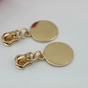 

ACQUEEN 2pcs/Set Zipper Bag Accessories Parts For DIY Bag Purses Gold Metal Zip Head Fashion Style Round Square Shaped Zipper