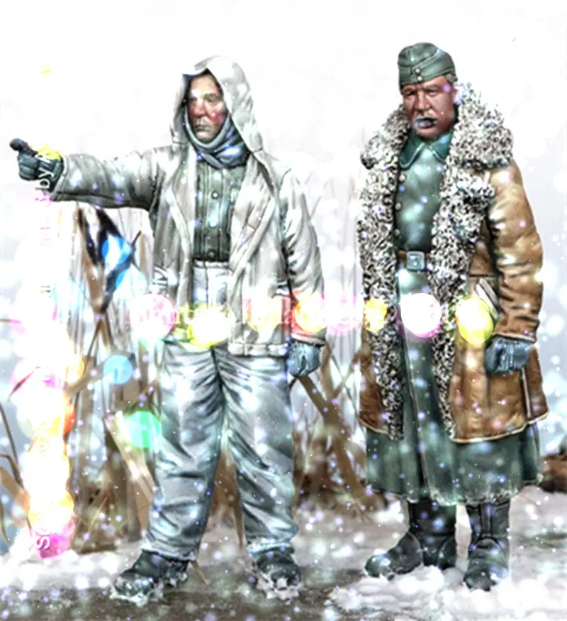 

1/35 Scale 2 Germany Soldiers Inspected Battlefield Miniatures Scene Unpainted DIY Assembling Static Figure Resin Model Kits