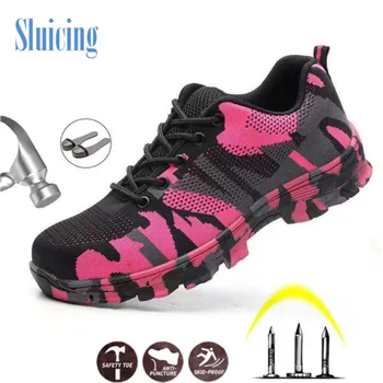 

Safety Shoes Steel Toe Work Shoes Men Women Breathable Indestructible Anti-Smashing Work Safety Boot Men