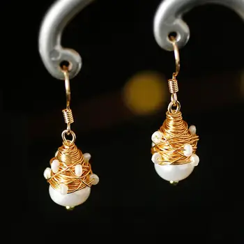 

Baroque Oval Shape Natural Freshwater Pearls Earrings Special For Women Fine Jewelry Party Evening Hook Earring 2019 Fashion New