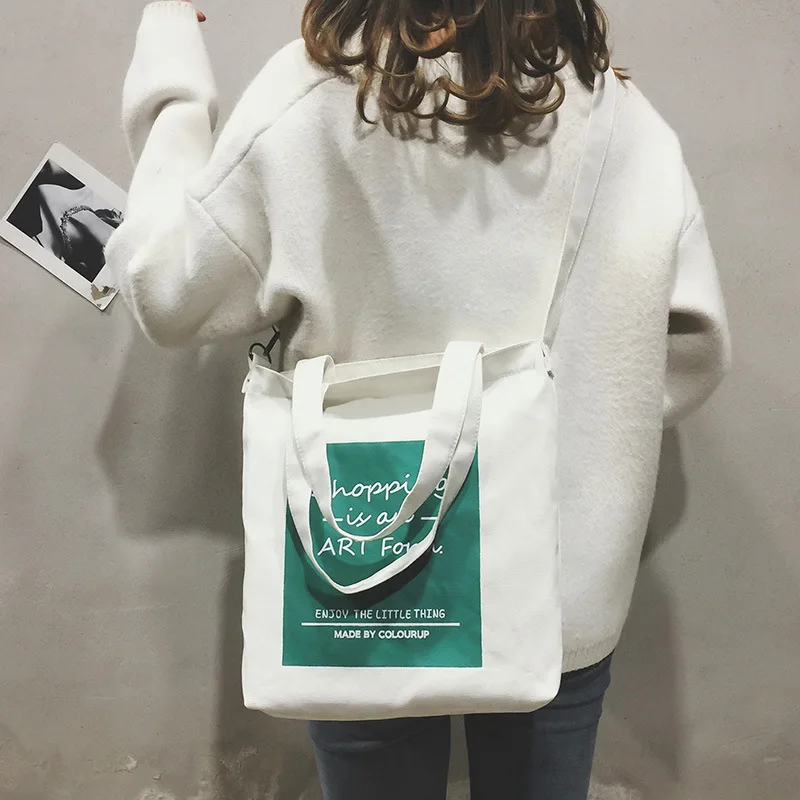 Холщовая Сумка женская на плечо стиль INS модная мультяшная сумка через плечо в Корейском стиле Большая объемная Студенческая сумка