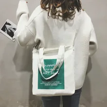 Холщовая Сумка женская на плечо стиль INS модная мультяшная сумка через плечо в Корейском стиле Большая объемная Студенческая сумка