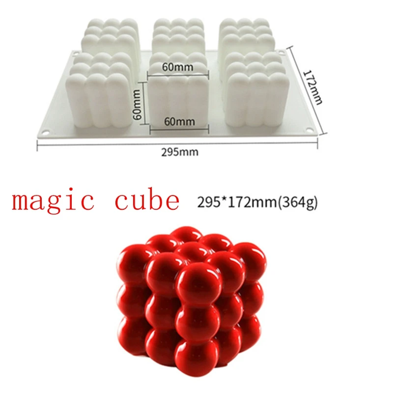 Rubik cube 3D силиконовая форма для торта в форме фруктов, форма для выпечки, форма для мусса, десерта, яблоко, лимон, груша, жевательные формы для шоколада, выпечки - Цвет: Rubik cube