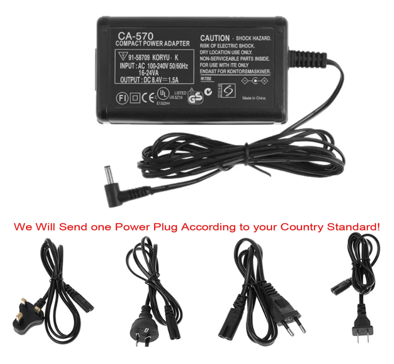 Compact Power Adapter for Canon DC10 DC19 DC20 DC21 DC22 DC40 DC50 DC100 DC201 DVD Camcorder