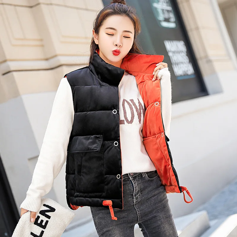 

Short down Feather Cotton Vest Women's 2019 New Style Spring And Autumn Versatile Sleeveless Korean-style Cotton Overcoat Vest S