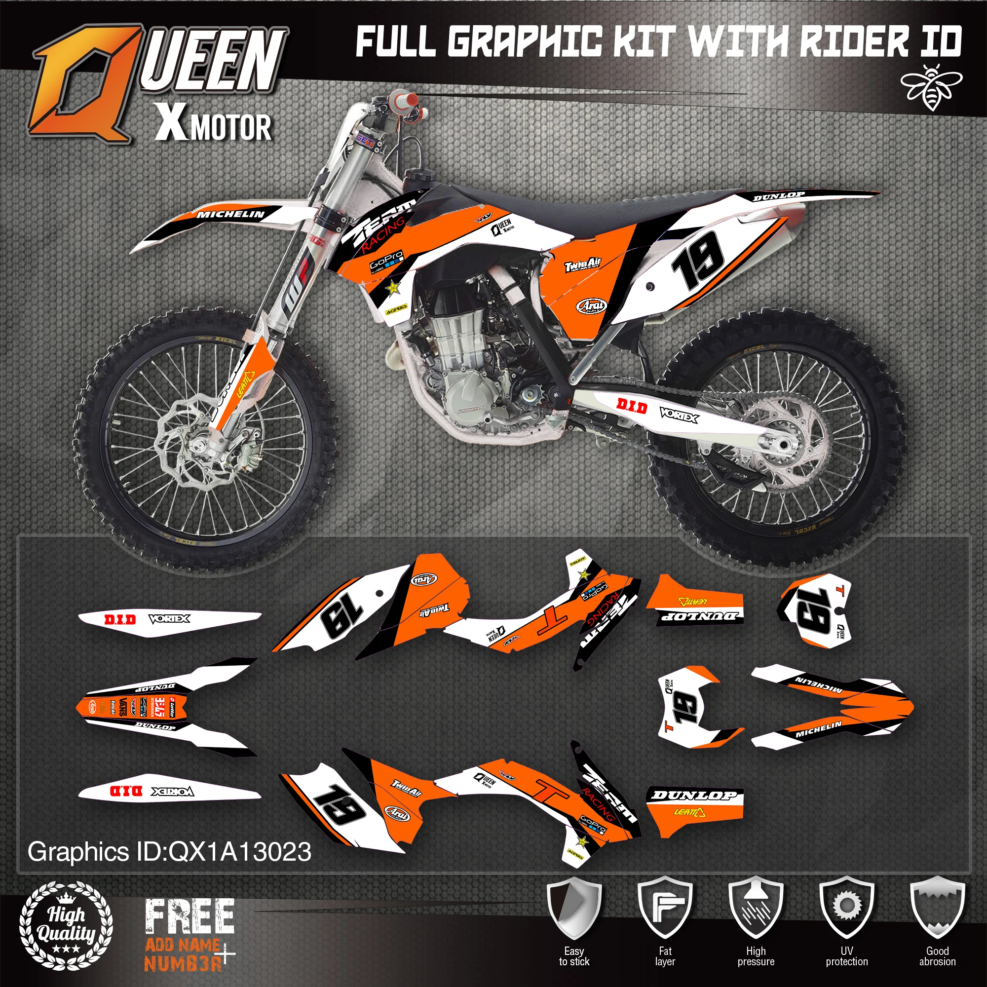 QUEEN X MOTOR Custom Team графические наклейки 3M Набор наклеек для KTM 2013 2014 2015 SX SXF 2016 EXC XC W