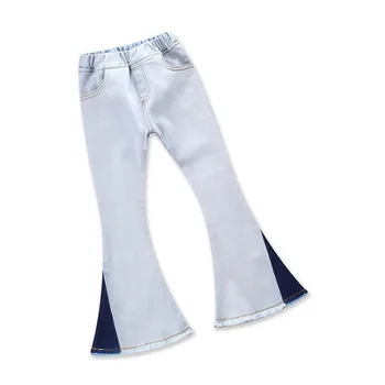 

DFXD England Style Fashion Spring Toddler Girl Bell-Bottoms Pants Jeans High Waist Cotton Kids Denim Pants Baby Clothes 2-7T New
