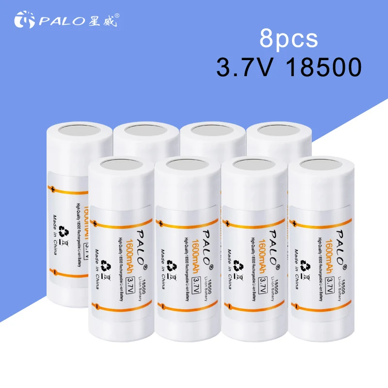 8pcs 18500 battery PALO 18500 3.7V rechargeable battery 3.7 v batteries rechargeable li-ion lithium battery Flashlight,Headlight,Electronic-cigare - Цвет: 8pcs 18500 battery