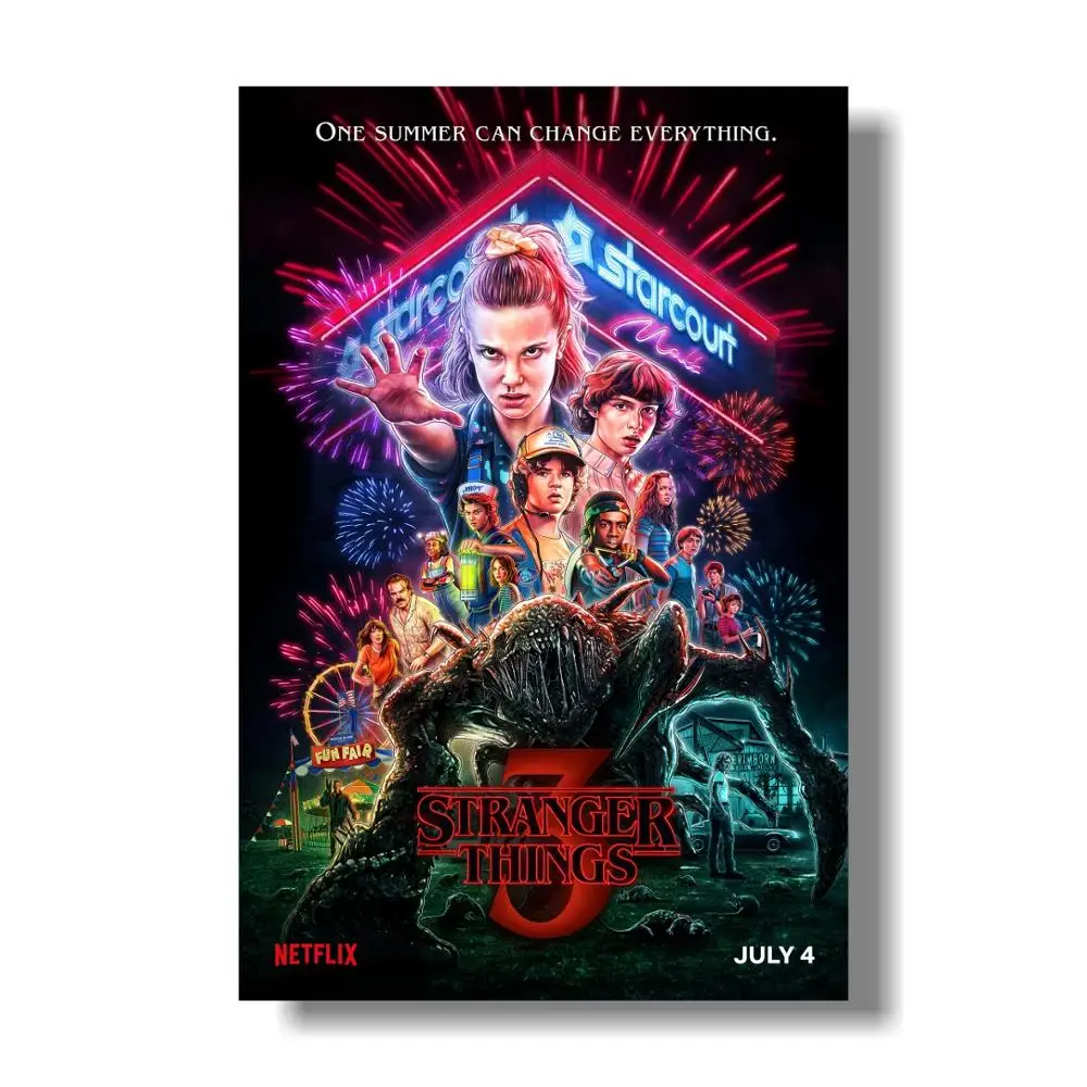 ТВ серии Stranger Things Шелковый постер Сезон 3 одиннадцать постеров настенные