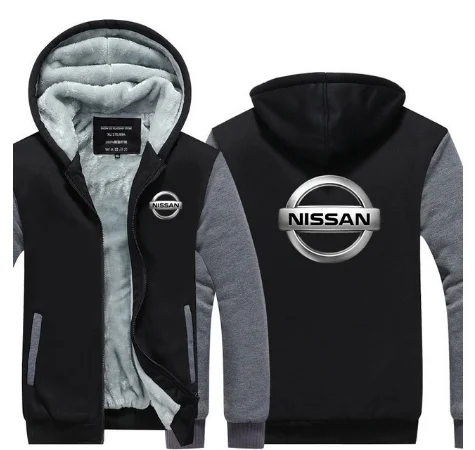 Мужская зимняя Толстовка размера плюс maleFOR Nissan, топы на молнии с длинным рукавом, утолщенное мужское пальто, повседневная одежда с карманами, Куртки s