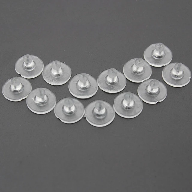 100pcs Silicone Earring Backs Clear Soft Rubber Ear Stud Blocked Stoppers  10mm