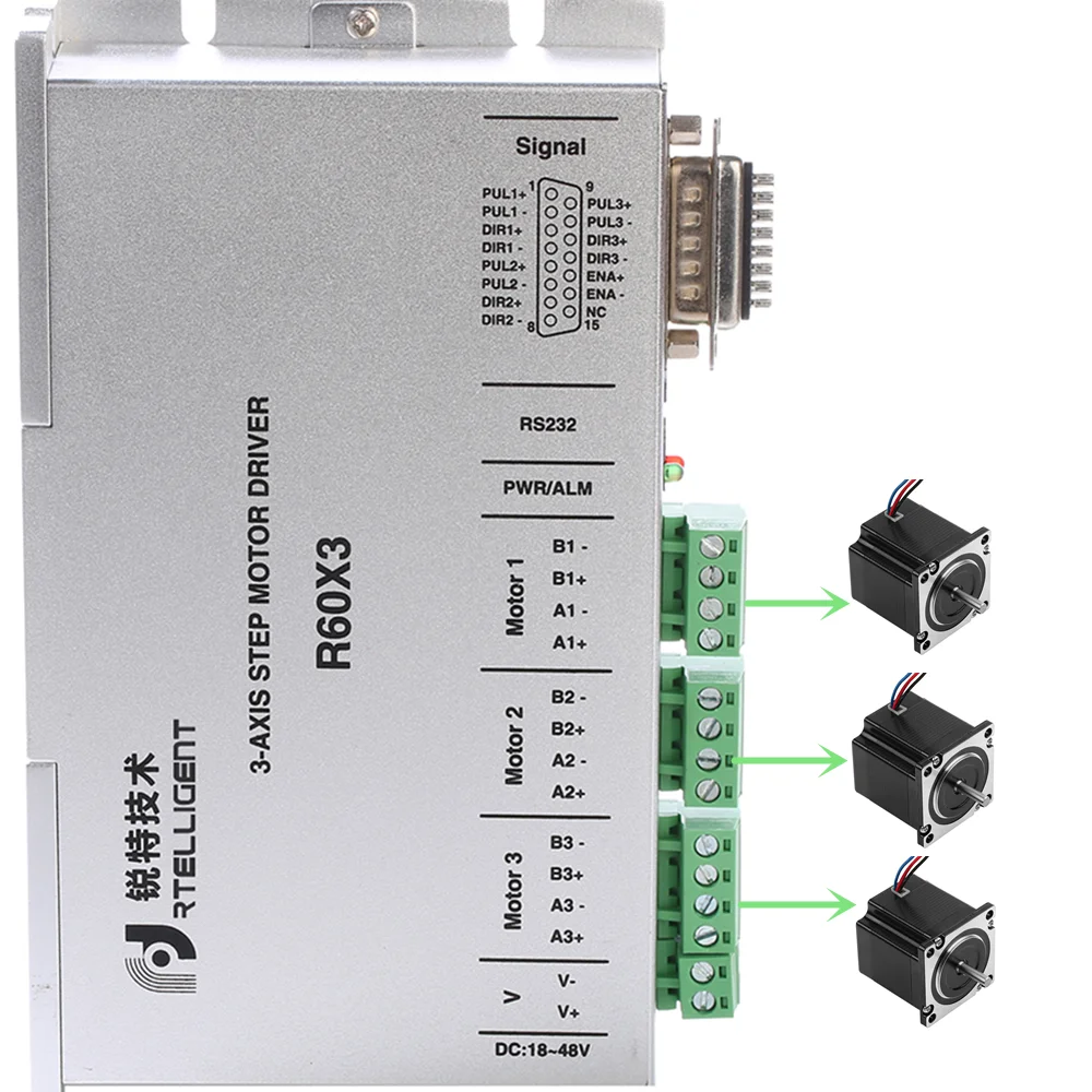 Rtelligent Nema 23 Драйвер шагового двигателя R60X3 3 Aixs независимо диски шт 2 фазный