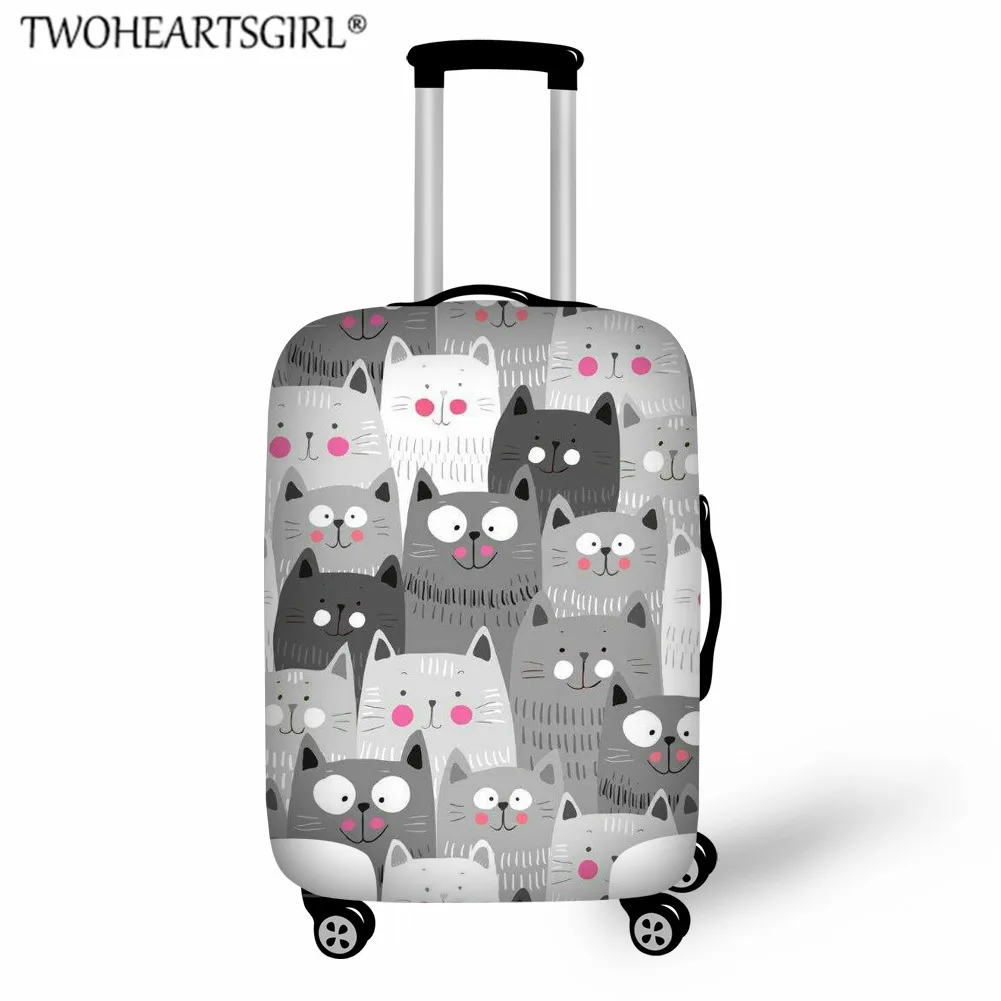

TWOHEARTSGIRL Colorful Cat Print Thicker Travel Luggage Cover Suitcase Protective Case Travel Accessorie Baggag Elastic Cover