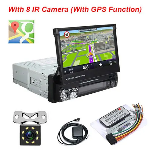 Camecho 1din Автомагнитола " HD сенсорный экран gps навигация Авторадио Bluetooth Автомобильный мультимедийный плеер для универсального ручного автомобиля стерео - Цвет: GPS and 8 IR Camera