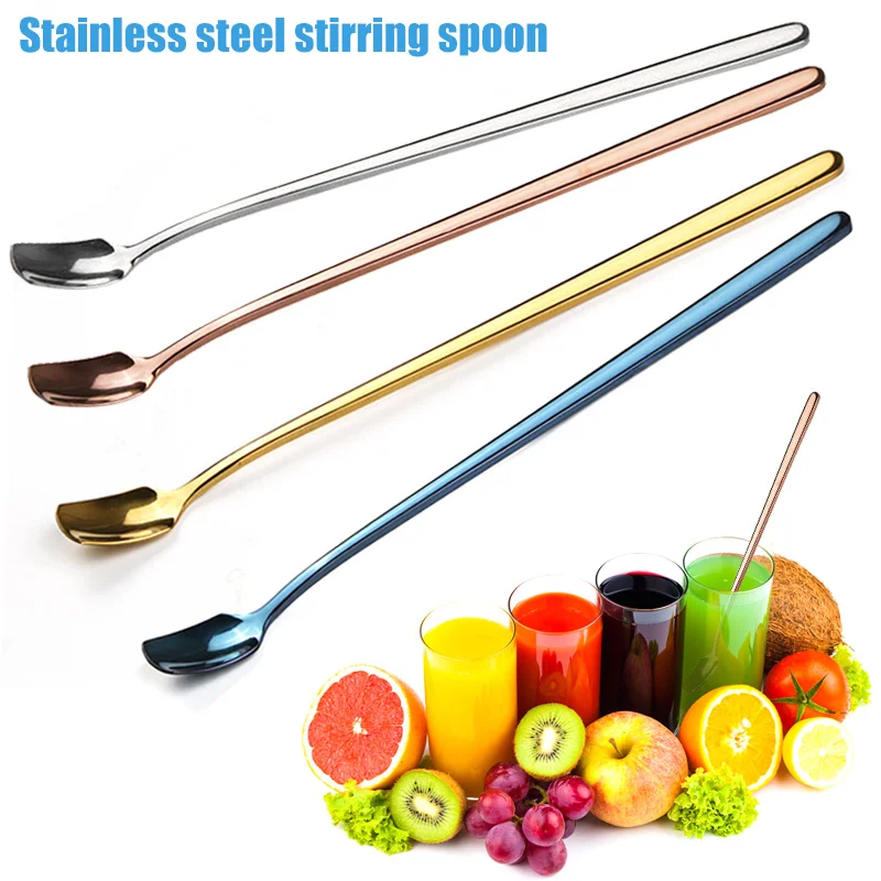 

Stainless Steel Square Shape Stirring Spoon Flatware Ice Tea Dessert Spoons Tableware SNO88