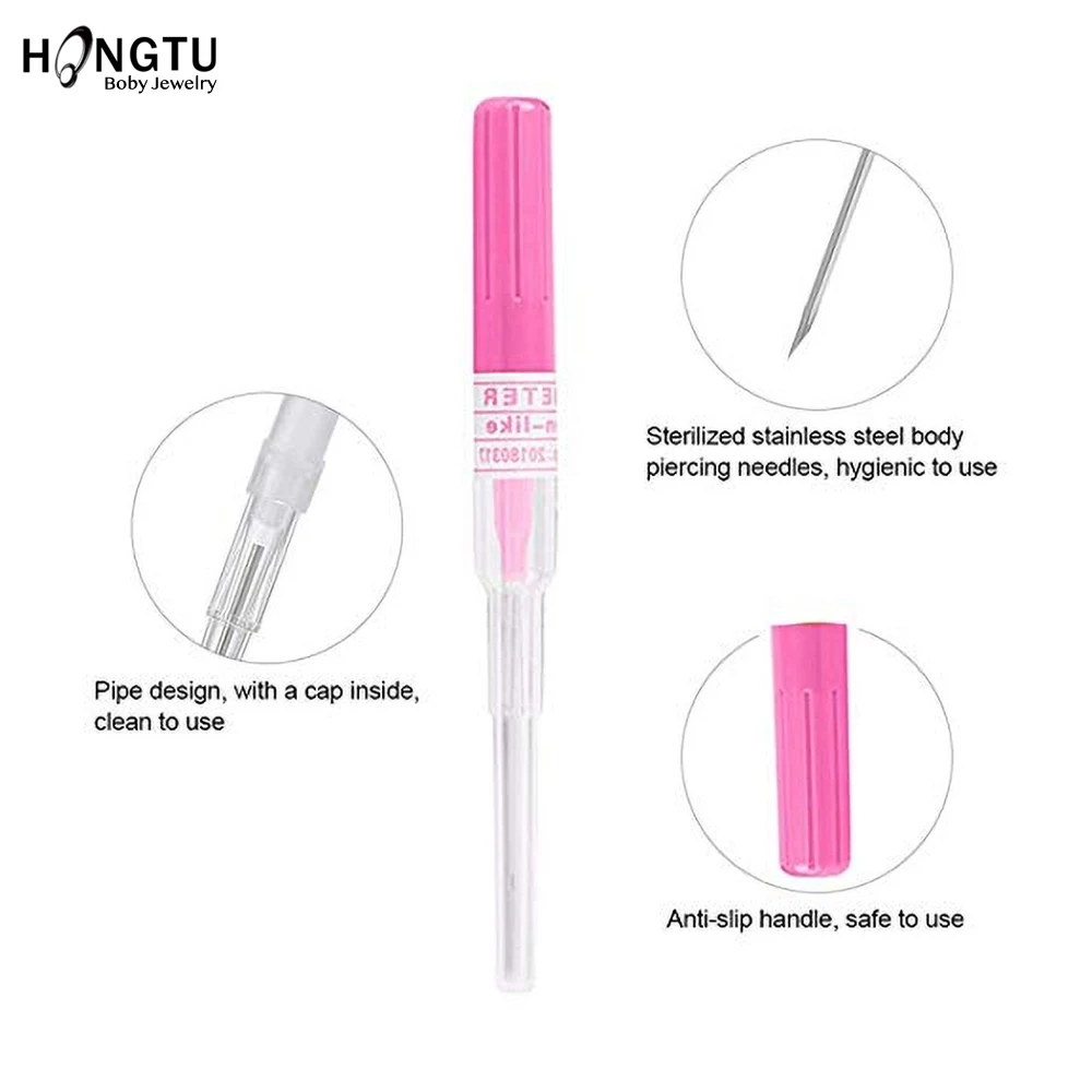 1PC Surgical Steel Catheter Cannula Piercing Needles 14G 16G 18G 20G Body Jewelry Piercings Kit Sterilized Body Tattoo Needles