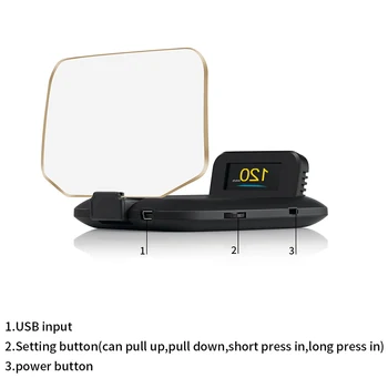 

HD On-Board Computer HUD Mirror Car Head up Display Dual System OBD2+GPS 2 in 1 Speed Projector Security Alarm Water Temp Fuel