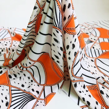 

100*140cm Leopard Geometric Patchwork Pattern Fabric Design Orange Rayon Viscose