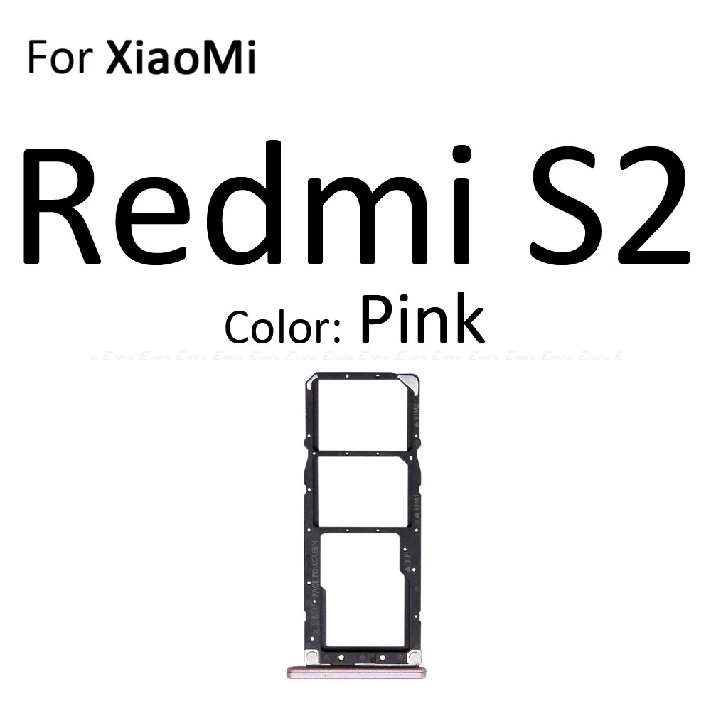 Карта Micro SD Sim карты слот, разъем для лотка адаптер Коннектор кард-ридера для XiaoMi Redmi S2 7A 6A контейнер держатель Запчасти для авто - Цвет: For Redmi S2 Pink