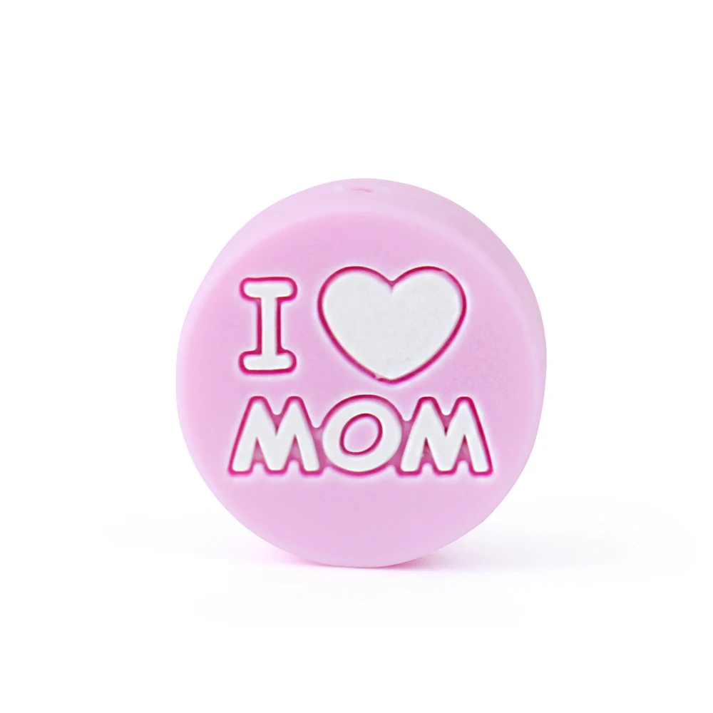 MOM 63 Keep& Grow 5 шт. круглые силиконовые бусы I Love Mom/Dad Детские бусины для прорезывания зубов DIY соски зажимы для прорезывания зубов игрушки грызун Детские Прорезыватели - Цвет: MOM 63