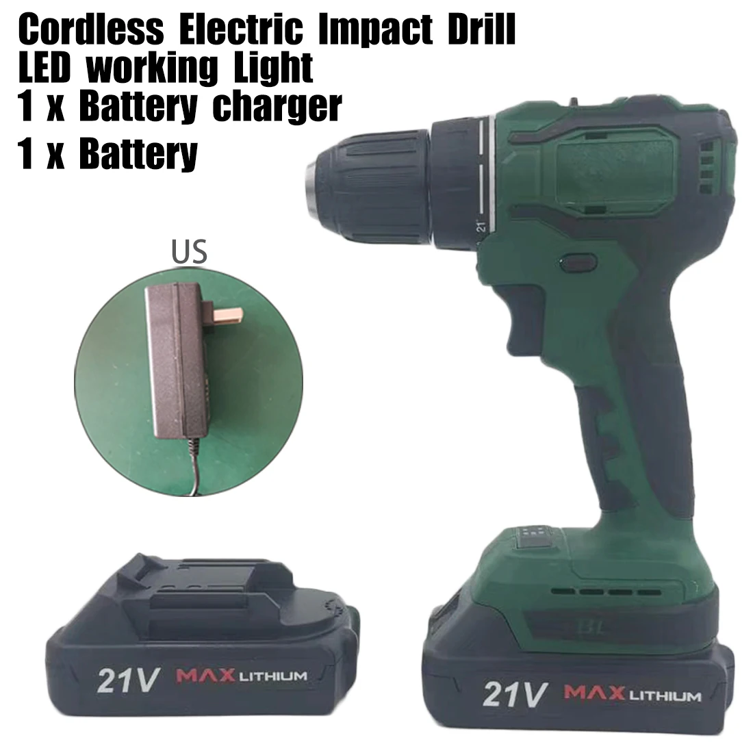 

21V 80-150Nm Cordless Brushless Electric Impact Drill Screwdriver With Battery Flat Drilling Turning Screws